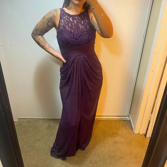 David's Bridal | Dresses | Davids Bridal Plum Lace Bridesmaid Dress |  Poshmark